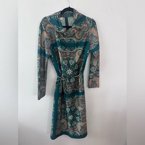 Vintage Printed Long Sleeve 70’s Dress